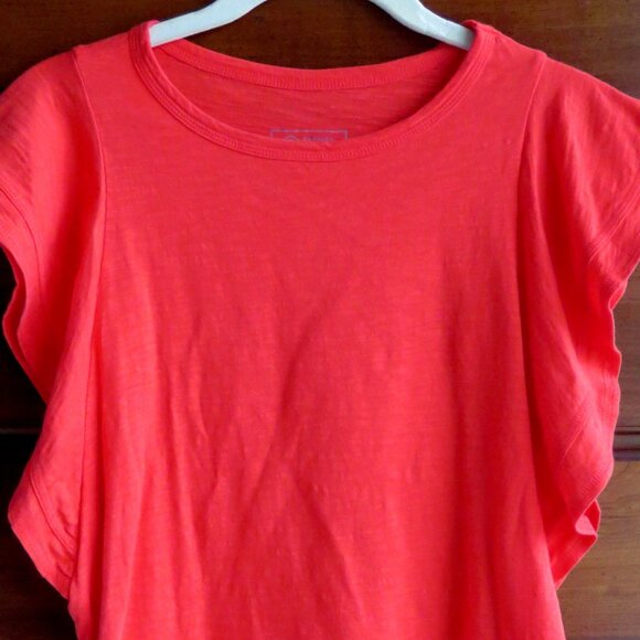 Candace Cameron Bure Breezy Orange 100% Cotton Flutter Cap Sleeve Top Size XXS - Picture 4 of 16